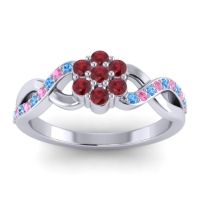 Ruby Fashion Ring In 14k White Gold With Swiss Blue Topaz And Pink Tourmaline – Parisar Simple Ring