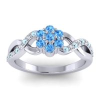 Swiss Blue Topaz Fashion Ring In 14k White Gold With Aquamarine And Diamond – Parisar Simple Ring
