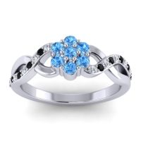 Swiss Blue Topaz Fashion Ring In 18k White Gold With Diamond And Black Onyx – Parisar Simple Ring