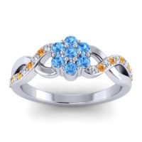 Swiss Blue Topaz Fashion Ring In 18k White Gold With Lab Diamond And Citrine – Parisar Simple Ring