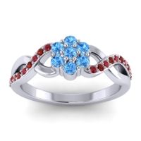 Swiss Blue Topaz Fashion Ring In 18k White Gold With Ruby And Garnet – Parisar Simple Ring