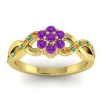 Amethyst Fashion Ring In 18k Yellow Gold With Citrine And Emerald – Parisar Simple Ring