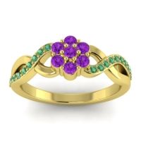 Amethyst Fashion Ring In 14k Yellow Gold With Emerald – Parisar Simple Ring