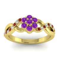 Amethyst Fashion Ring In 18k Yellow Gold With Garnet And Lab Diamond – Parisar Simple Ring