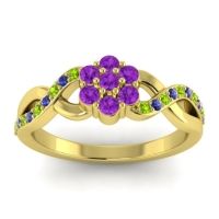 Amethyst Fashion Ring In 18k Yellow Gold With Peridot And Blue Sapphire – Parisar Simple Ring