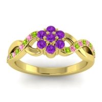 Amethyst Fashion Ring In 18k Yellow Gold With Peridot And Pink Tourmaline – Parisar Simple Ring