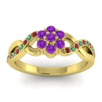 Amethyst Fashion Ring In 18k Yellow Gold With Ruby And Emerald – Parisar Simple Ring
