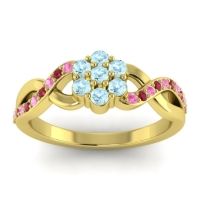 Aquamarine Fashion Ring In 18k Yellow Gold With Pink Tourmaline And Ruby – Parisar Simple Ring