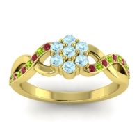 Aquamarine Fashion Ring In 18k Yellow Gold With Ruby And Peridot – Parisar Simple Ring