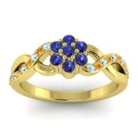 Blue Sapphire Fashion Ring In 14k Yellow Gold With Aquamarine And Citrine – Parisar Simple Ring