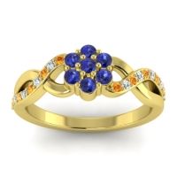 Blue Sapphire Fashion Ring In 14k Yellow Gold With Citrine And Lab Diamond – Parisar Simple Ring