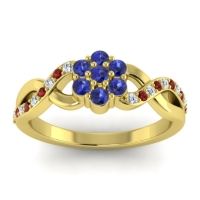 Blue Sapphire Fashion Ring In 14k Yellow Gold With Lab Diamond And Garnet – Parisar Simple Ring