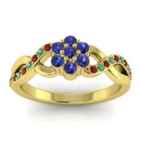 Blue Sapphire Fashion Ring In 14k Yellow Gold With Garnet And Emerald – Parisar Simple Ring