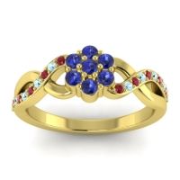 Blue Sapphire Fashion Ring In 14k Yellow Gold With Ruby And Aquamarine – Parisar Simple Ring
