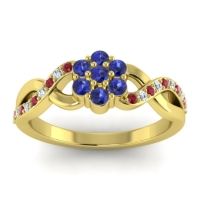 Blue Sapphire Fashion Ring In 14k Yellow Gold With Ruby And Lab Diamond – Parisar Simple Ring