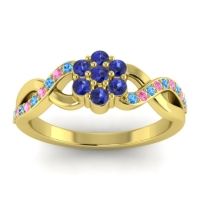 Blue Sapphire Fashion Ring In 14k Yellow Gold With Swiss Blue Topaz And Pink Tourmaline – Parisar Simple Ring
