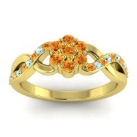 Citrine Fashion Ring In 18k Yellow Gold With Aquamarine – Parisar Simple Ring