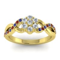 Lab Diamond Fashion Ring In 14k Yellow Gold With Blue Sapphire And Garnet – Parisar Simple Ring