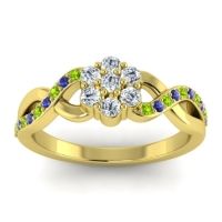 Lab Diamond Fashion Ring In 14k Yellow Gold With Peridot And Blue Sapphire – Parisar Simple Ring