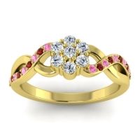 Lab Diamond Fashion Ring In 14k Yellow Gold With Pink Tourmaline And Garnet – Parisar Simple Ring