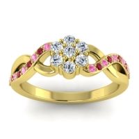 Lab Diamond Fashion Ring In 14k Yellow Gold With Pink Tourmaline And Ruby – Parisar Simple Ring