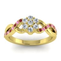 Lab Diamond Fashion Ring In 14k Yellow Gold With Ruby And Pink Tourmaline – Parisar Simple Ring