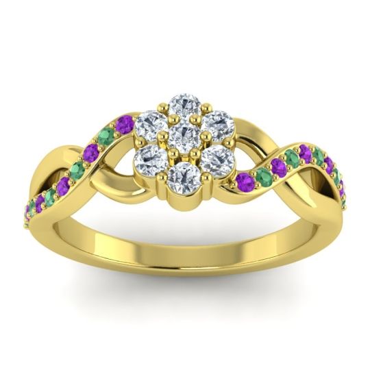 Simple Floral Pave Parisar Ring