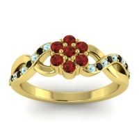Garnet Fashion Ring In 18k Yellow Gold With Aquamarine And Black Onyx – Parisar Simple Ring