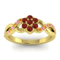 Garnet Fashion Ring In 18k Yellow Gold With Citrine And Pink Tourmaline – Parisar Simple Ring
