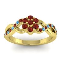 Garnet Fashion Ring In 18k Yellow Gold With Swiss Blue Topaz – Parisar Simple Ring