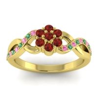 Garnet Fashion Ring In 18k Yellow Gold With Pink Tourmaline And Emerald – Parisar Simple Ring