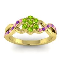 Peridot Fashion Ring In 18k Yellow Gold With Pink Tourmaline And Amethyst – Parisar Simple Ring