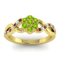 Peridot Fashion Ring In 18k Yellow Gold With Ruby And Aquamarine – Parisar Simple Ring