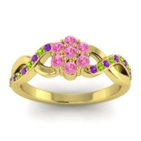 Pink Tourmaline Fashion Ring In 18k Yellow Gold With Amethyst And Peridot – Parisar Simple Ring