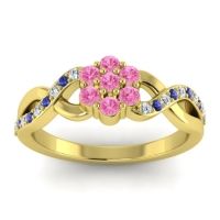 Pink Tourmaline Fashion Ring In 14k Yellow Gold With Diamond And Blue Sapphire – Parisar Simple Ring