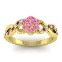 Pink Tourmaline Fashion Ring In 14k Yellow Gold With Diamond And Ruby – Parisar Simple Ring