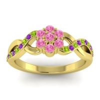 Pink Tourmaline Fashion Ring In 18k Yellow Gold With Peridot And Amethyst – Parisar Simple Ring