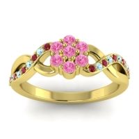 Pink Tourmaline Fashion Ring In 18k Yellow Gold With Ruby And Aquamarine – Parisar Simple Ring