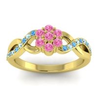 Pink Tourmaline Fashion Ring In 18k Yellow Gold With Swiss Blue Topaz And Aquamarine – Parisar Simple Ring
