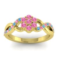 Pink Tourmaline Fashion Ring In 18k Yellow Gold With Swiss Blue Topaz – Parisar Simple Ring