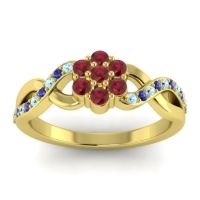Ruby Fashion Ring In 14k Yellow Gold With Aquamarine And Blue Sapphire – Parisar Simple Ring