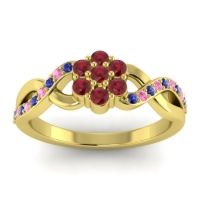Ruby Fashion Ring In 14k Yellow Gold With Blue Sapphire And Pink Tourmaline – Parisar Simple Ring