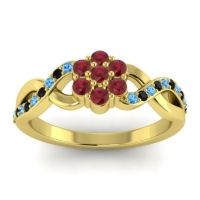 Ruby Fashion Ring In 14k Yellow Gold With Swiss Blue Topaz And Black Onyx – Parisar Simple Ring