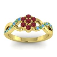 Ruby Fashion Ring In 14k Yellow Gold With Swiss Blue Topaz And Emerald – Parisar Simple Ring