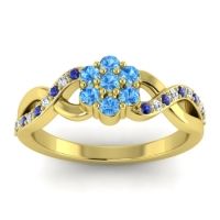 Swiss Blue Topaz Fashion Ring In 14k Yellow Gold With Blue Sapphire And Diamond – Parisar Simple Ring