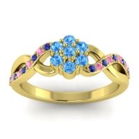 Swiss Blue Topaz Fashion Ring In 18k Yellow Gold With Blue Sapphire And Pink Tourmaline – Parisar Simple Ring