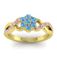 Swiss Blue Topaz Fashion Ring In 18k Yellow Gold With Lab Diamond And Pink Tourmaline – Parisar Simple Ring