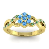 Swiss Blue Topaz Fashion Ring In 18k Yellow Gold With Emerald And Lab Diamond – Parisar Simple Ring