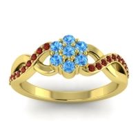 Swiss Blue Topaz Fashion Ring In 18k Yellow Gold With Garnet – Parisar Simple Ring