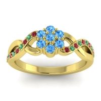 Swiss Blue Topaz Fashion Ring In 18k Yellow Gold With Ruby And Emerald – Parisar Simple Ring